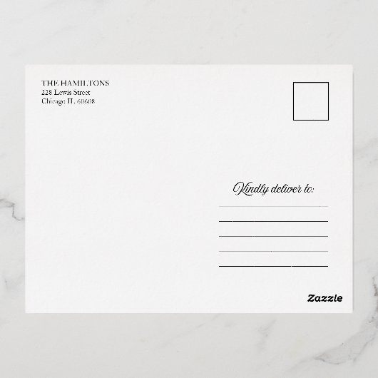 新し結婚したいメリー写真クリスマス 箔シーズンポストカード (裏面)