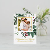 新し結婚したいメリー写真クリスマス 箔シーズンポストカード (立ち正面)