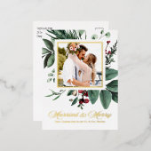 新し結婚したいメリー写真クリスマス 箔シーズンポストカード (正面/裏面)