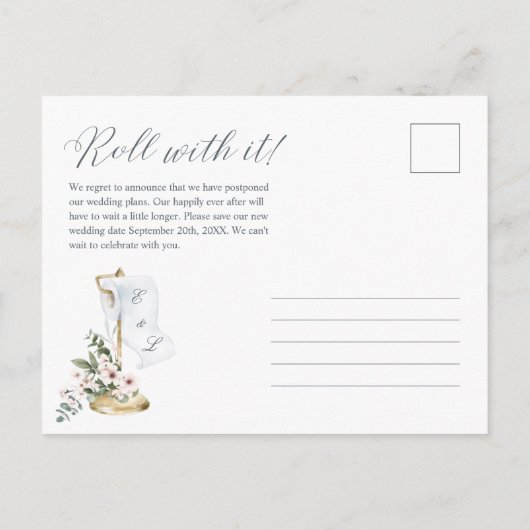 新し転がいデートトイレ紙ピンクの花 案内ポストカード (裏面)