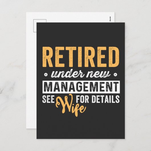 新し退職したい経営の下で、妻に詳細を求める シーズンポストカード (正面/裏面)