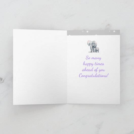 . .新たな付け足しのかわいいベビーの象 カード (内部)