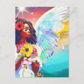 新たな始まりと女神カラフルの天使アート ポストカード (正面)