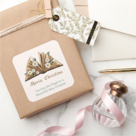 新たな章が始まる　ページをめくる　フローラル スクエアシール