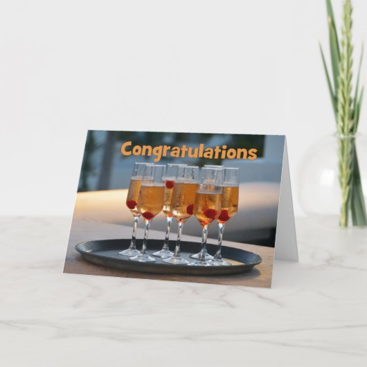 新たにシャンパンを祝結婚う カード (正面)