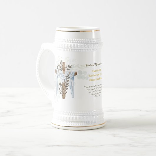 新たに叙任された司祭デアコン大臣マグカップ ビールジョッキ (正面左)