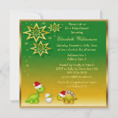 新たに孵化したベビーディノフェスティバルベビーシャワー 招待状 (正面)