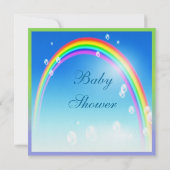 新たに孵化した少年恐竜の虹のベビーシャワー 招待状 (裏面)