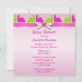 新たに孵化した恐竜の赤ちゃん女の子の赤ちゃんシャワー 招待状 (裏面)