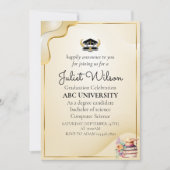 新はっきりした大学卒業スタイリッシュ開始 招待状 (正面)