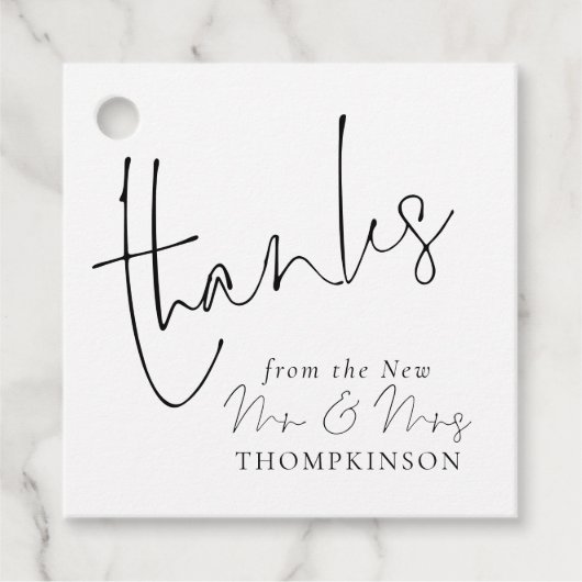 新エレガントしいミセスの結婚任意の色のスクリプト フェイバータグ (正面)