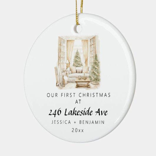 新エレガントしい家族の初めてのクリスマス セラミックオーナメント (左)