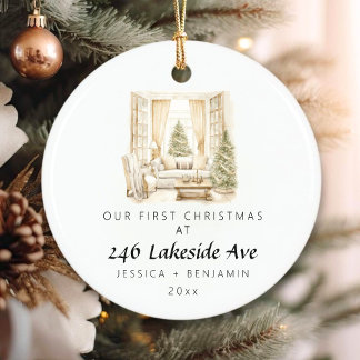 新エレガントしい家族の初めてのクリスマス セラミックオーナメント