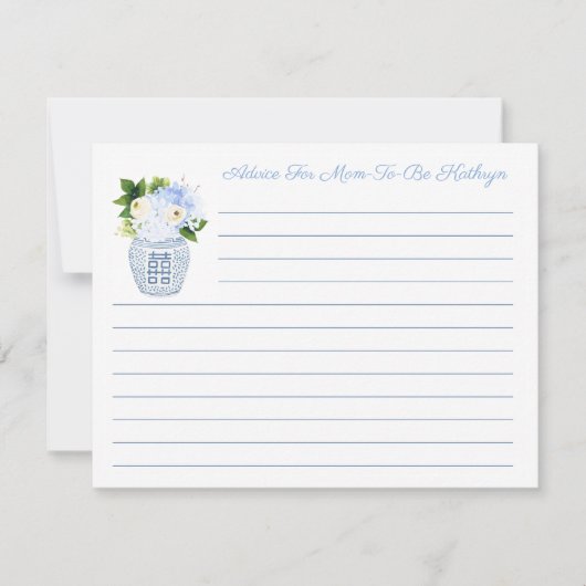 新エレガントしいMomカードのための青と白のアドバイス 招待状 (正面)