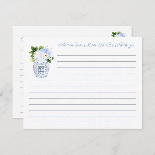 新エレガントしいMomカードのための青と白のアドバイス 招待状 (正面/裏面)