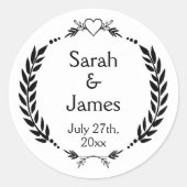 新エレガントパーソナライズされた規の名結婚前日付 ラウンドシール (正面)