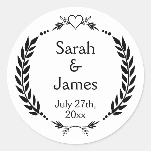 新エレガントパーソナライズされた規の名結婚前日付 ラウンドシール (正面)