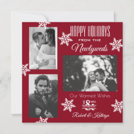 新エレガントモダン婚3カ月のクリスマス シーズンカード