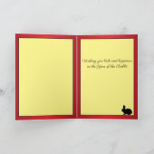 新エレガント中国の年うさぎ金ゴールド提灯 シーズンカード (内部)