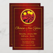 新エレガント中国の年ラット金ゴールド提灯 招待状 (正面/裏面)