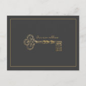 新エレガント住所ヴィンテージ鍵のお知らせ ポストカード (正面)