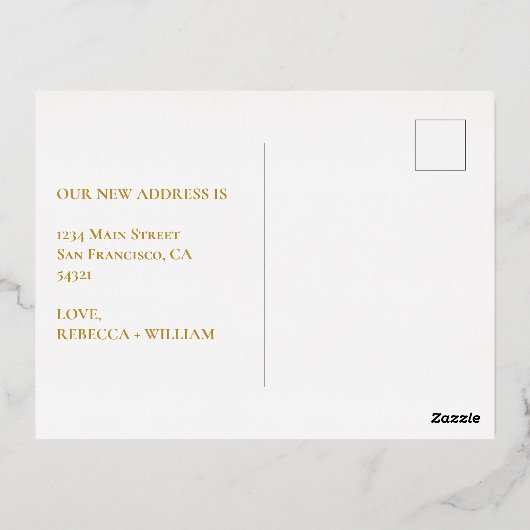 新エレガント住所ヴィンテージ鍵のお知らせ 箔招待状ポストカード (裏面)