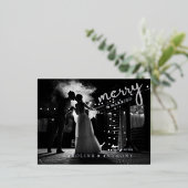 新エレガント婚の写真とメリークリ結婚したスマス 箔シーズンポストカード (立ち正面)