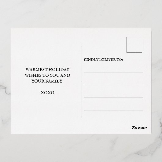 新エレガント婚の写真とメリークリ結婚したスマス 箔シーズンポストカード (裏面)