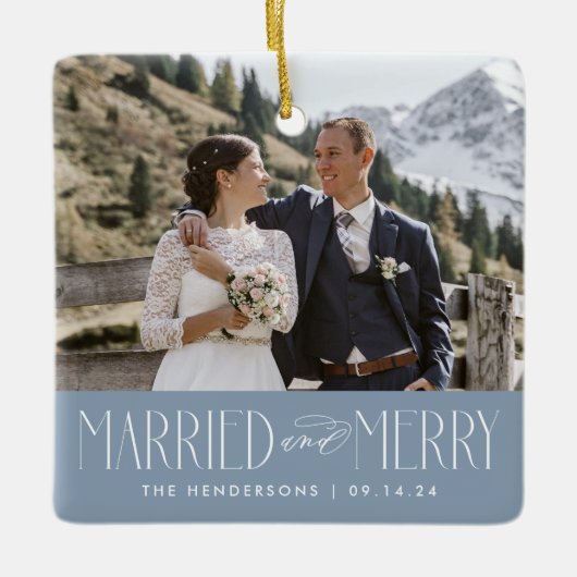 新エレガント婚の写真と結婚した金メリー属または セラミックオーナメント (正面)