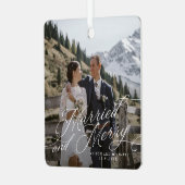 新エレガント婚の写真と結婚した金メリー属または メタルオーナメント (正面左)