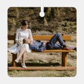 新エレガント婚の写真と結婚した金メリー属または メタルオーナメント (裏面)