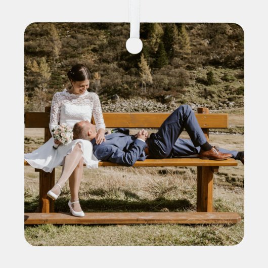 新エレガント婚の写真と結婚した金メリー属または メタルオーナメント (裏面)