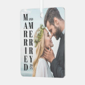 新エレガント婚の写真メリー結婚したクリスマス メタルオーナメント (正面左)