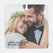 新エレガント婚の写真メリー結婚したクリスマス メタルオーナメント (裏面)