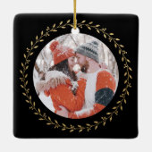 新エレガント婚の写真結婚したとメリー セラミックオーナメント (裏面)