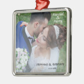 新エレガント婚の写真結婚したとメリー メタルオーナメント (左)