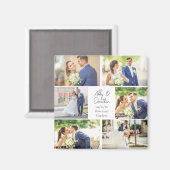 新エレガント婚の結婚したカップル写真コラージュ マグネット (正面/裏面)