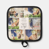 新エレガント婚の結婚したカップル写真コラージュ 鍋敷き (正面)