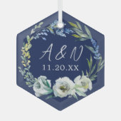 新エレガント婚ギフトカスタムフローラクリスマス ガラスオーナメント (正面)