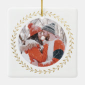 新エレガント婚クリスマス結婚したとメリー セラミックオーナメント (裏面)