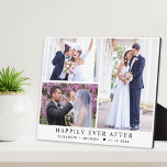 新エレガント婚3 Photo Collage結婚's フォトプラーク<br><div class="desc">新しく作られたエレガント記念品のプラーク祝は、あなたの特別な日の3つの写真コラージュ、クラシックセリフタイポグラフィの"Mercy Ever After"、そしてレタリングの名前と結婚あなたの日付を備えて結婚い。</div>