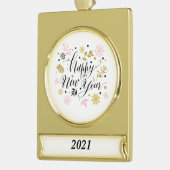 新エレガント年おめでとう ゴールドプレートバナーオーナメント (左)