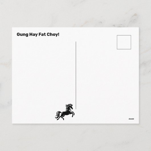 新エレガント年の馬中国の金ゴールド灯ろう シーズンポストカード (裏面)