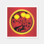 新エレガント年の馬中国の金ゴールド灯ろう スタンダードカクテルナプキン (正面)