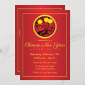 新エレガント年の馬中国の金ゴールド灯ろう 招待状 (正面/裏面)