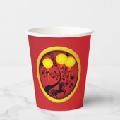 新エレガント年の馬中国の金ゴールド灯ろう 紙コップ (正面)