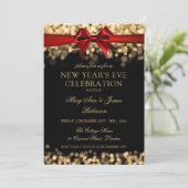 新エレガント年イブ金ゴールドきらめくライトボウ 招待状 (スタンド正面)