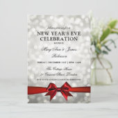 新エレガント年イブ銀《写真》ぼけ味ライトレッドボウ 招待状 (スタンド正面)