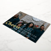 新エレガント年ミニマル応援家族の写真 箔シーズンカード (回転した状態)