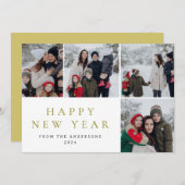 新エレガント年ミニマル応援家族4写真 シーズンカード (正面/裏面)